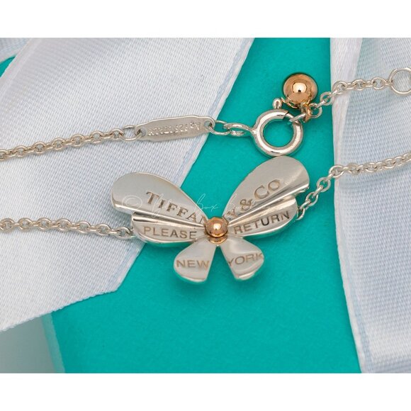 Tiffany & Co. Butterfly Bracelet"Love Bug" Return to Tiffany 18k Silver Rose Gol - Picture 3 of 8
